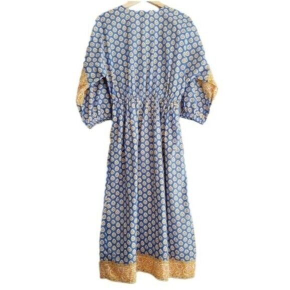 J. CREW | 100% Cotton Boho Floral Puff Sleeve Summer Midi Dress Sz XXS - Picture 9 of 14